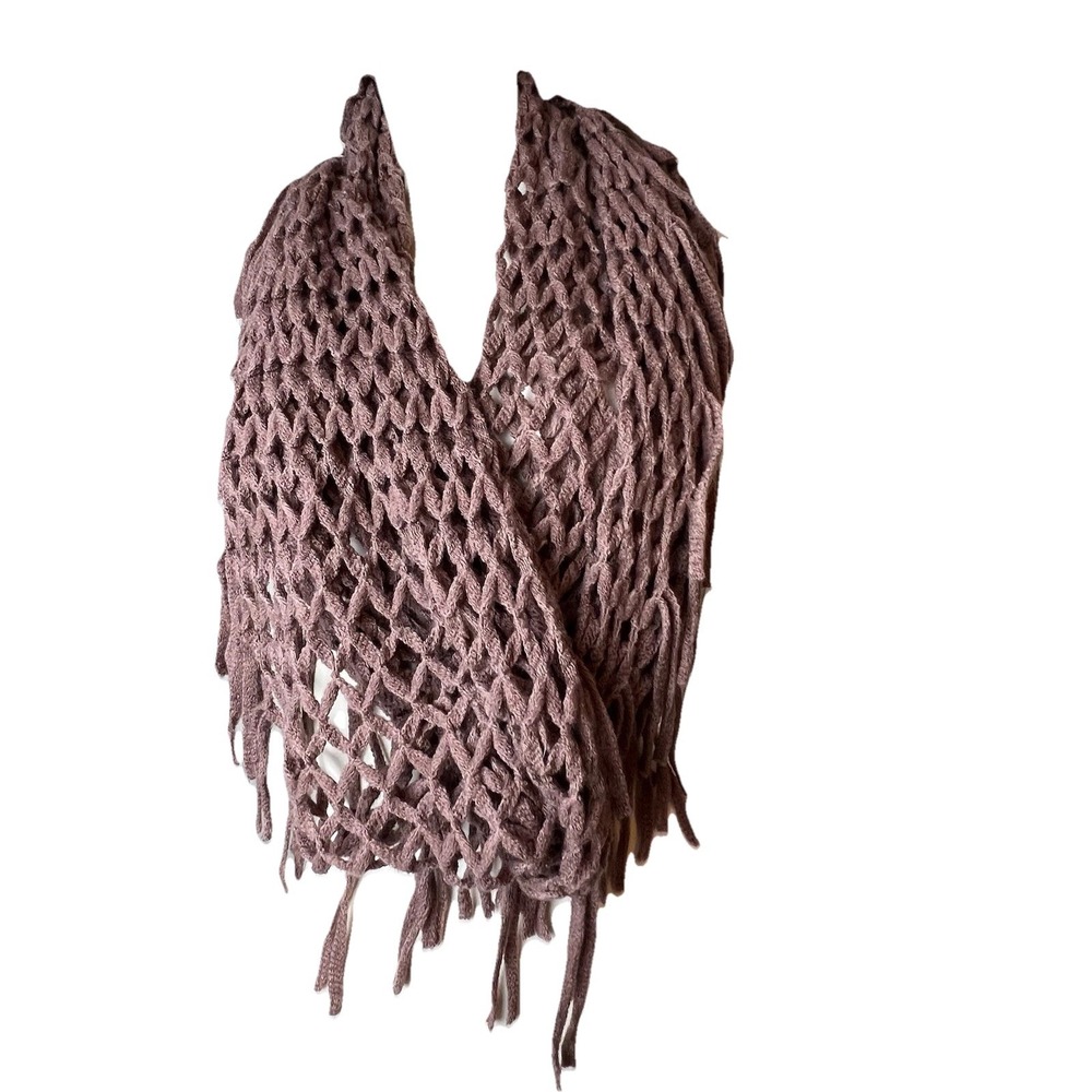 BROWN SCARF COWL INFINITY DIAMOND PATTERN SOFT - Picture 2 of 8